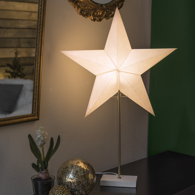 Pappstjerne på fot - Hvit-Julebelysning adventstjerne-Konstsmide-1752-220-Lightup.no