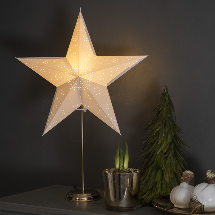 Pappstjerne på fot - Messingfarget-Julebelysning adventstjerne-Konstsmide-1750-280-Lightup.no