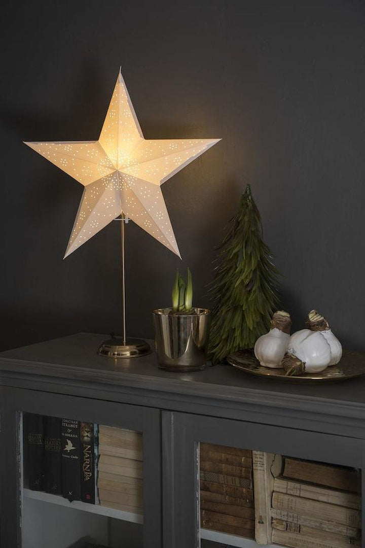 Pappstjerne på fot - Messingfarget-Julebelysning adventstjerne-Konstsmide-1750-280-Lightup.no