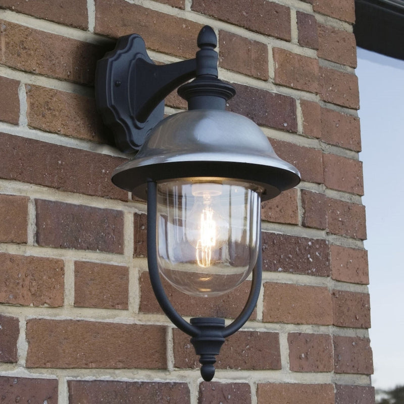 Parma vegglykt ned - Svart-Utebelysning vegg klassisk-Konstsmide-7240-000-Lightup.no
