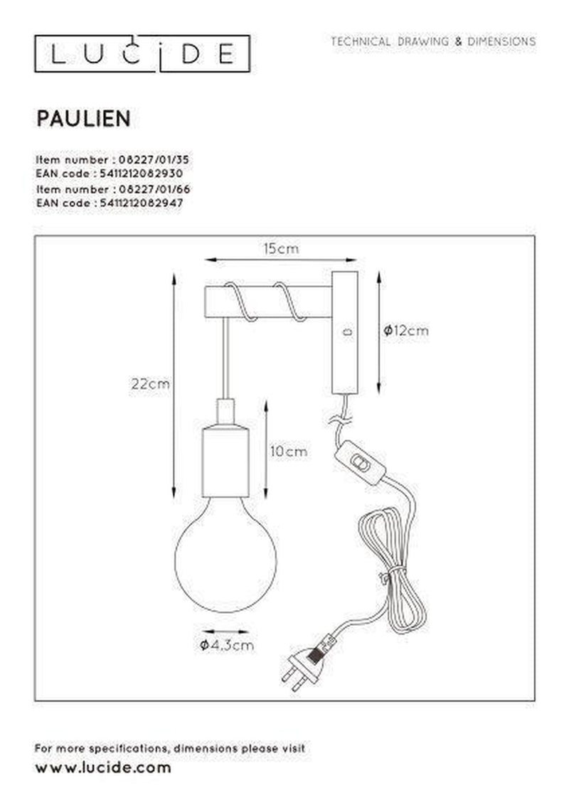 Pauline vegglampe - Rosa-Vegglamper-Lucide-LC08227/01/66-Lightup.no