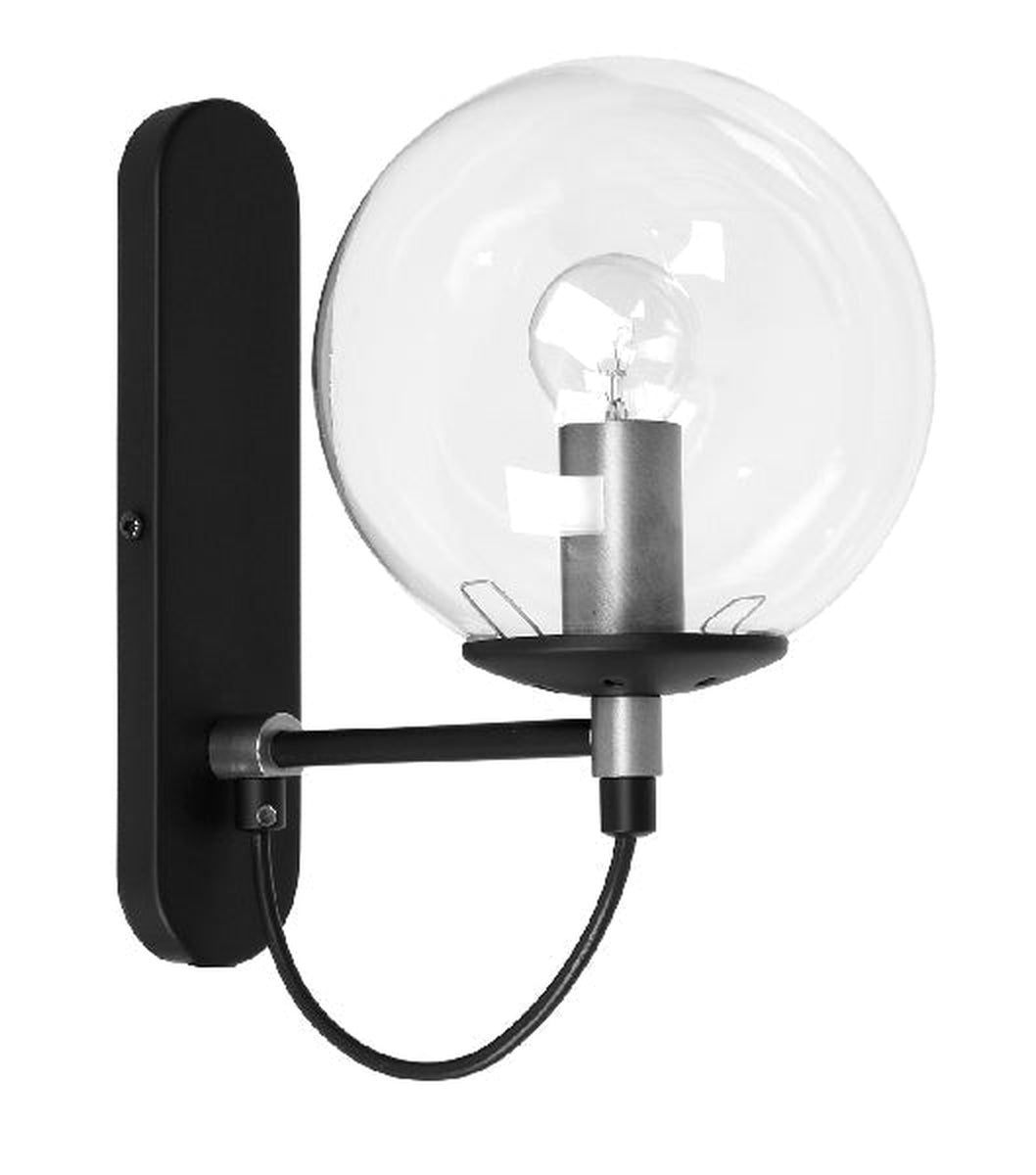 Perla vegglampe - Svart/Klar/Sølvfarget-Vegglamper-Hallbergs-Sølv / Svart-HS__6664-251-Lightup.no