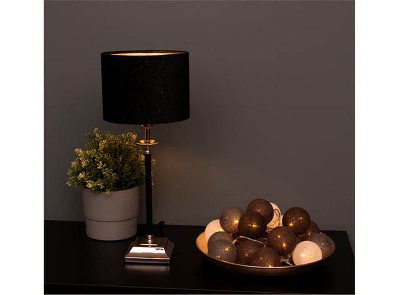Pharos bordlampe 45 cm glitter velour - Svart og sølv-Bordlamper-Scanlight-169153-Lightup.no