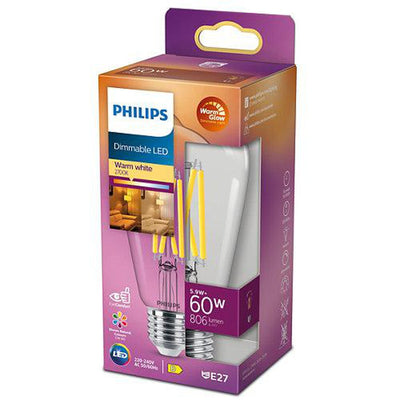 Philips 5,9 W LED (60W) WarmGlow E27, dimbar-LED-pære E27 sokkel-Philips-929003010701-Lightup.no
