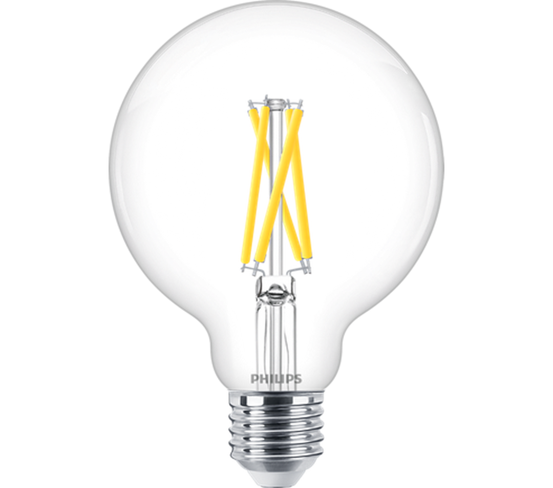 Philips Globe filament LED warmglow E27 5,9W 95 mm dimbar - Klar-LED-pære E27 sokkel-Philips-Hvit-929003010901-Lightup.no