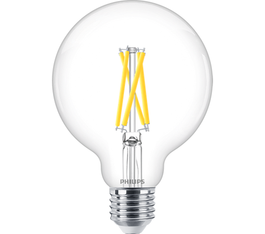 Philips Globe filament LED warmglow E27 5,9W 95 mm dimbar - Klar-LED-pære E27 sokkel-Philips-Hvit-929003010901-Lightup.no