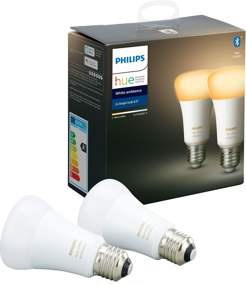 Philips Hue 2pk E27 white ambiance-Smartpærer E27-Philips Hue-929002489802-Lightup.no