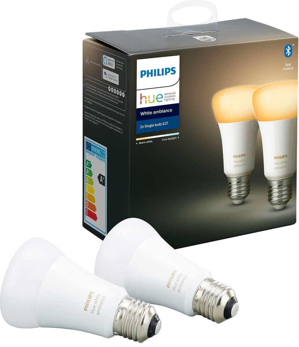 Philips Hue 2pk E27 white ambiance-Smartpærer E27-Philips Hue-Opal-929003854802-Lightup.no