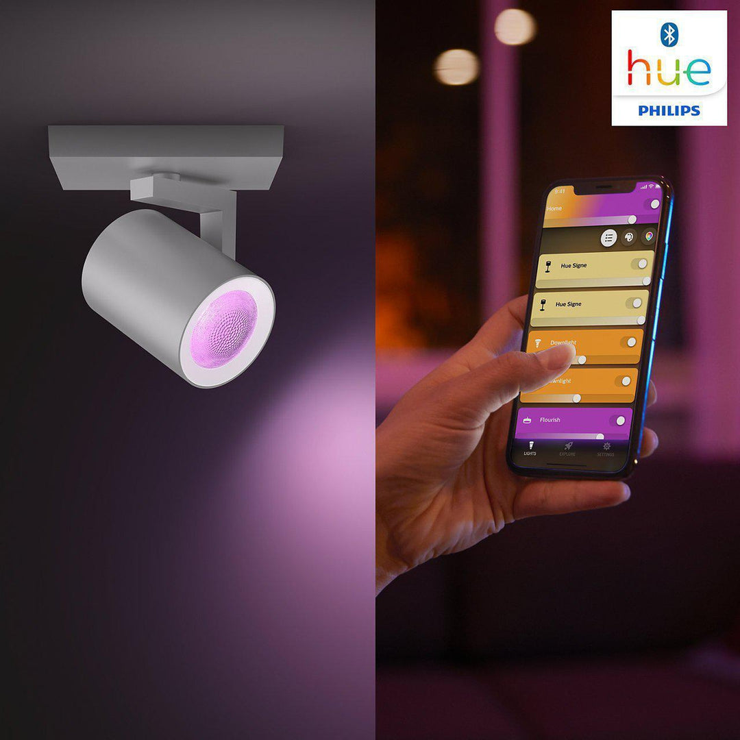 Philips Hue Argenta trippel spotlight white and colore ambiance - Aluminium-Taklamper-Philips Hue-915005762501-Lightup.no