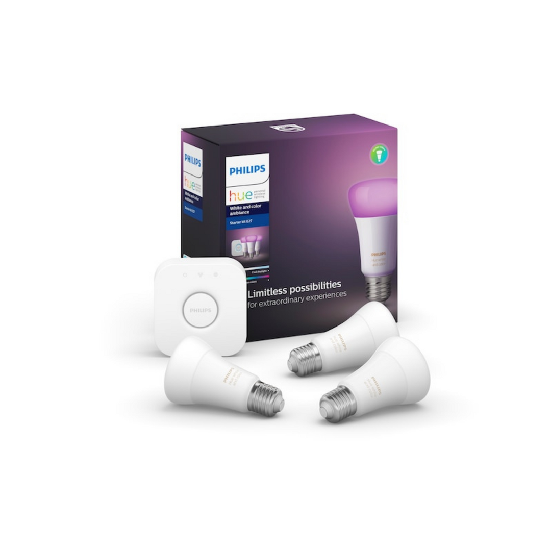Philips Hue Color 3 x E27 lyspærer + bridge-Smartpærer E27-Philips Hue-Opal-929002468811-Lightup.no