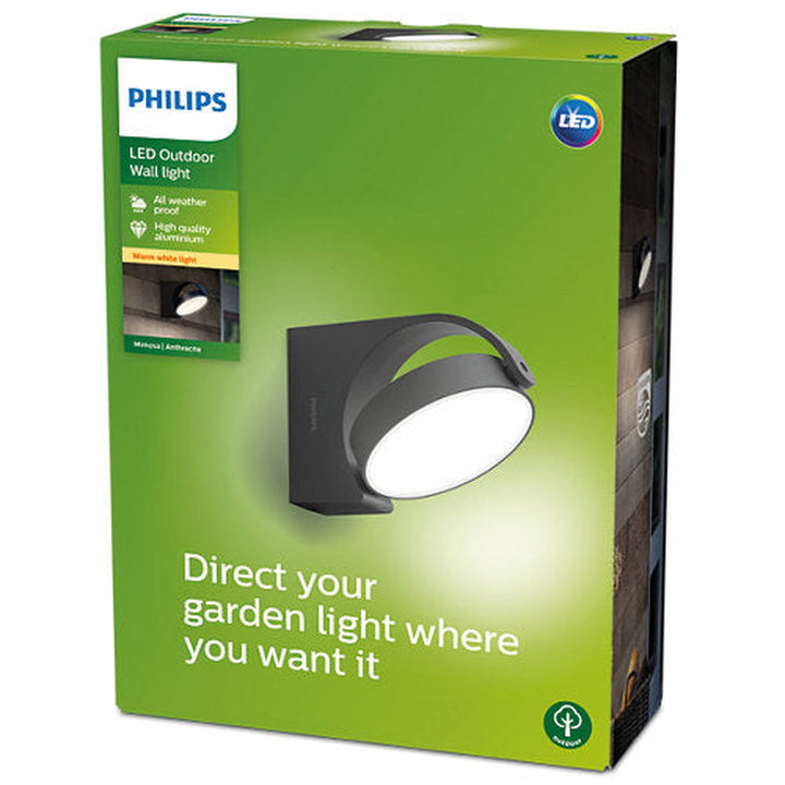 Philips Mimosa vegglampe utendørs 7W 2700K IP44 - Antrasitt-Utebelysning vegg veggskjold-Philips-929003262301-Lightup.no
