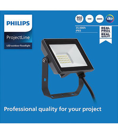Philips ProjectLine lyskaster utendørs 10W 4000K IP65 - Svart-Utebelysning lyskaster-Philips-911401863284-Lightup.no