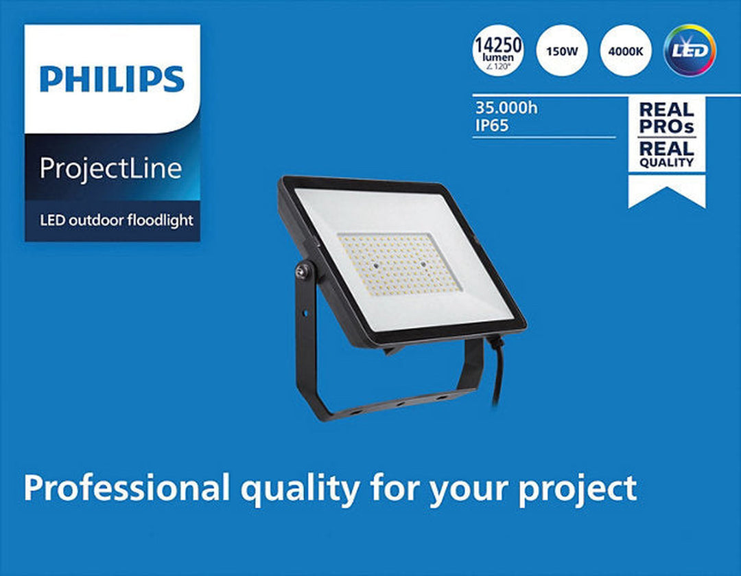 Philips ProjectLine lyskaster utendørs 150W 4000K IP65 - Svart-Utebelysning lyskaster-Philips-911401864084-Lightup.no