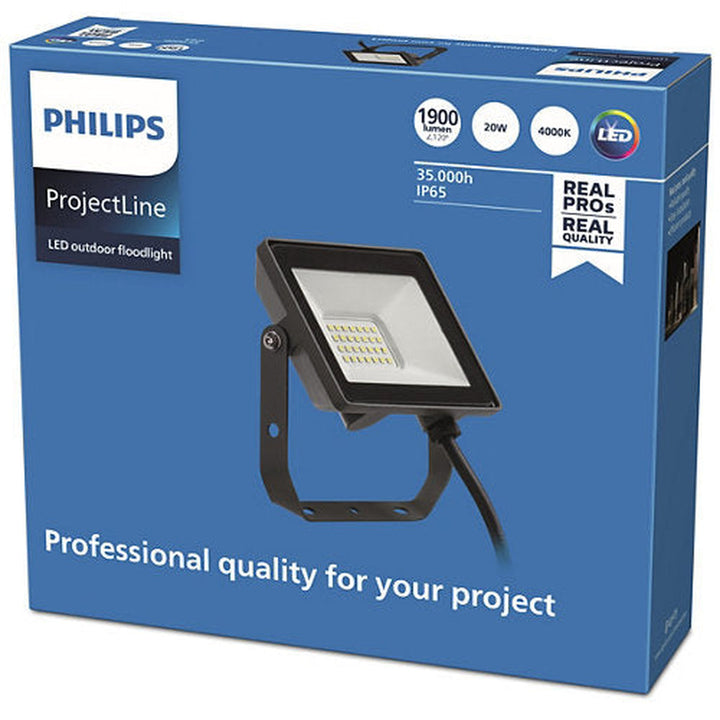 Philips ProjectLine lyskaster utendørs 20W 4000K IP65 - Svart-Utebelysning lyskaster-Philips-911401863384-Lightup.no