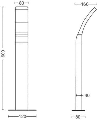 Philips Splay pullert 60 cm utendørs IP44 12W LED - Antrasitt-Utebelysning pullert-Philips-929003189001-Lightup.no
