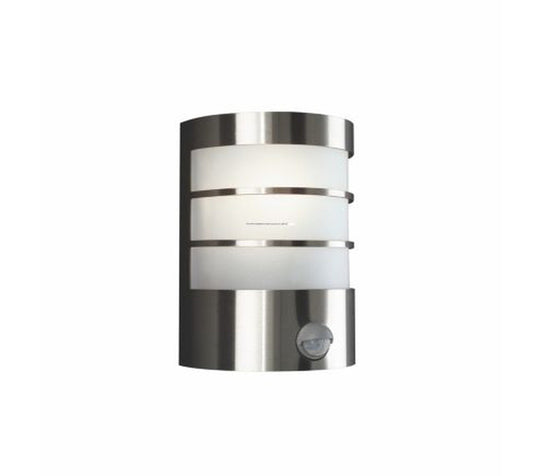 Philips myGarden Calgary vegglampe utendørs IP44 E27 m/sensor - Rustfritt stål-Utebelysning vegg veggskjold-Philips-Stål-915006002901-Lightup.no