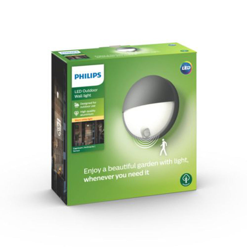 Philips myGarden Capricorn vegglampe utendørs IP44 6W LED m/bevegelses sensor IR - Antrasitt-Utebelysning vegg veggskjold-Philips-915005193001-Lightup.no