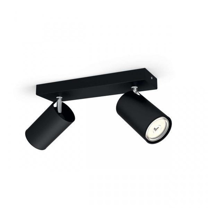Philips myLiving Kosipo dobbel takspot, matt Svart-Taklamper-Philips-915005531901-Lightup.no