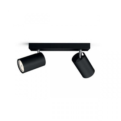 Philips myLiving Kosipo dobbel takspot, matt Svart-Taklamper-Philips-915005531901-Lightup.no