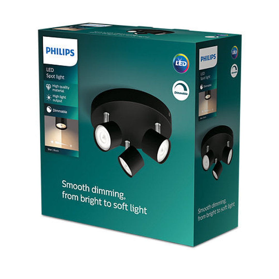 Philips myLiving star rund taklampe 3x4,5W 2700 Kelvin dimbar - Svart-Taklamper-Philips-Svart-929003205301-Lightup.no
