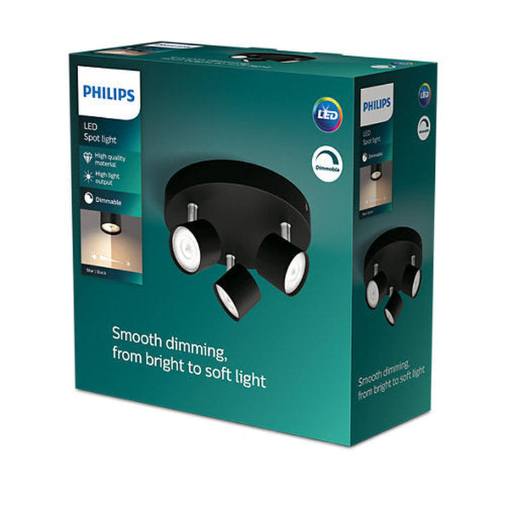 Philips myLiving star rund taklampe 3x4,5W 2700 Kelvin dimbar - Svart-Taklamper-Philips-Svart-929003205301-Lightup.no