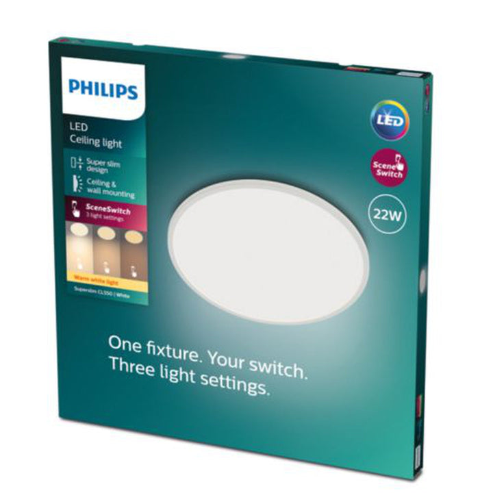 Philips superslim taklampe 43 cm 22W 2700 Kelvin 3-step dim - Hvit-Taklamper-Philips-929002666801-Lightup.no