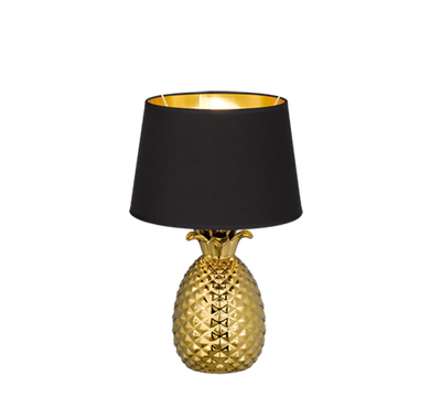 Pineapple bordlampe 43 cm - Gullfarget med svart skjerm-Bordlamper-Reality-Trl__R50431079-Lightup.no