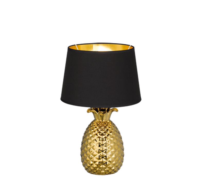 Pineapple bordlampe 43 cm - Gullfarget med svart skjerm-Bordlamper-Reality-Trl__R50431079-Lightup.no