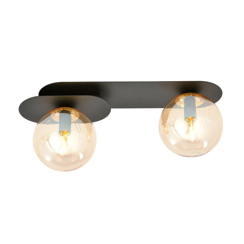 Plaza taklampe 2 lys - Svart/Amberfarget-Taklamper-Emibig-1120/2-Lightup.no