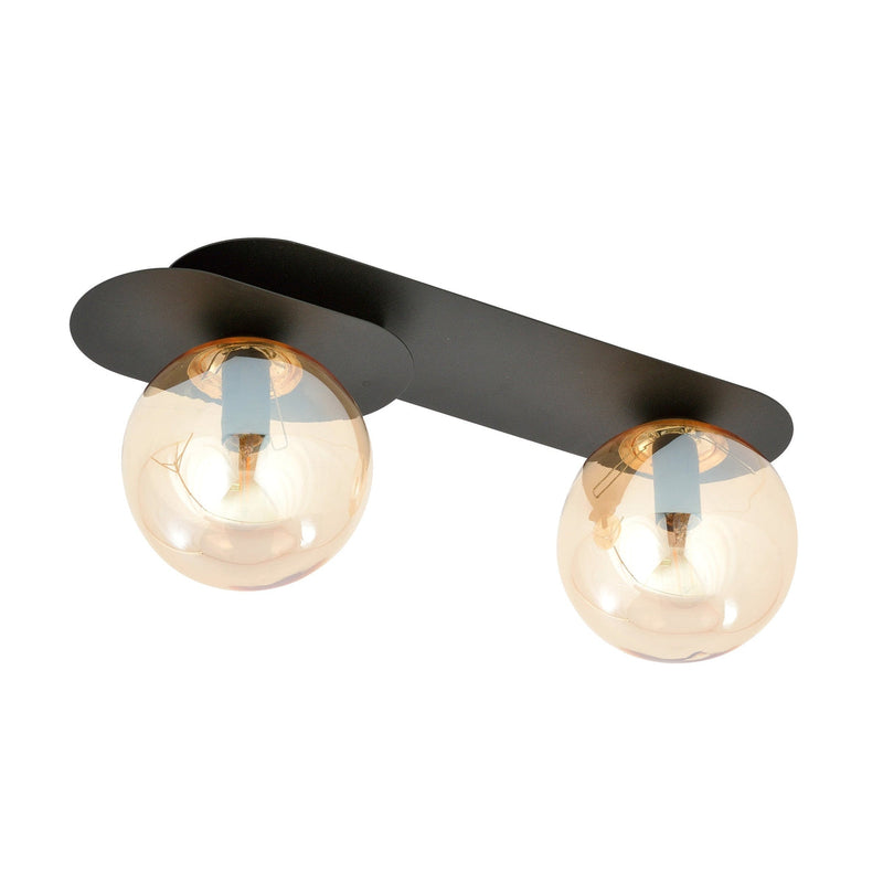 Plaza taklampe 2 lys - Svart/Amberfarget-Taklamper-Emibig-1120/2-Lightup.no