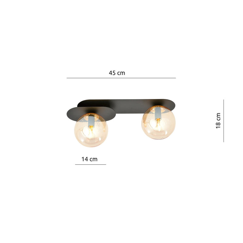 Plaza taklampe 2 lys - Svart/Amberfarget-Taklamper-Emibig-1120/2-Lightup.no