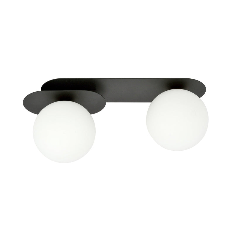 Plaza taklampe 2 lys - Svart/Opal-Taklamper-Emibig-1118/2-Lightup.no