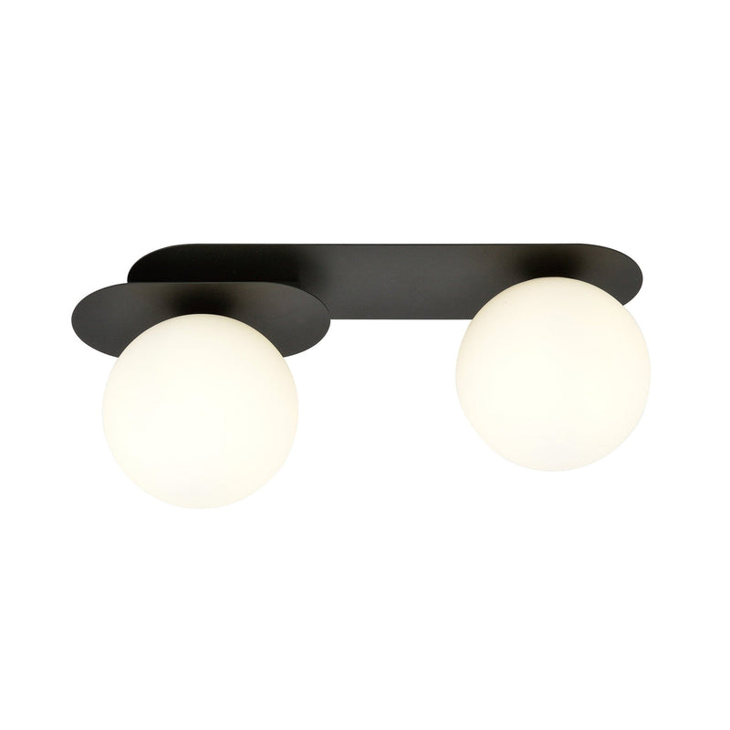 Plaza taklampe 2 lys - Svart/Opal-Taklamper-Emibig-1118/2-Lightup.no