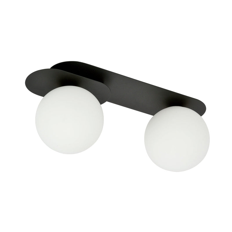 Plaza taklampe 2 lys - Svart/Opal-Taklamper-Emibig-1118/2-Lightup.no