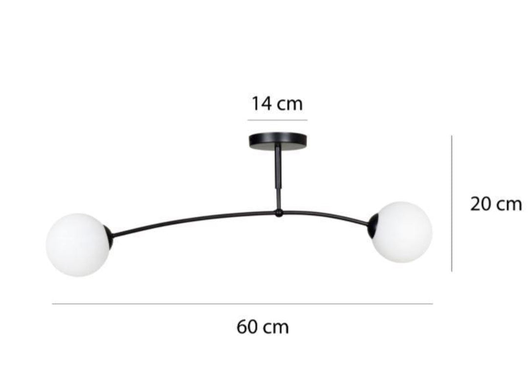 Pregos taklampe 2 lys - Svart/Opal-Taklamper-Emibig-670/2-Lightup.no