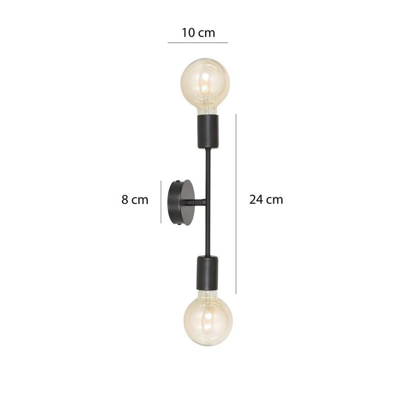Proton vegglampe 2 lys - Svart-Vegglamper-Emibig-586/K2-Lightup.no