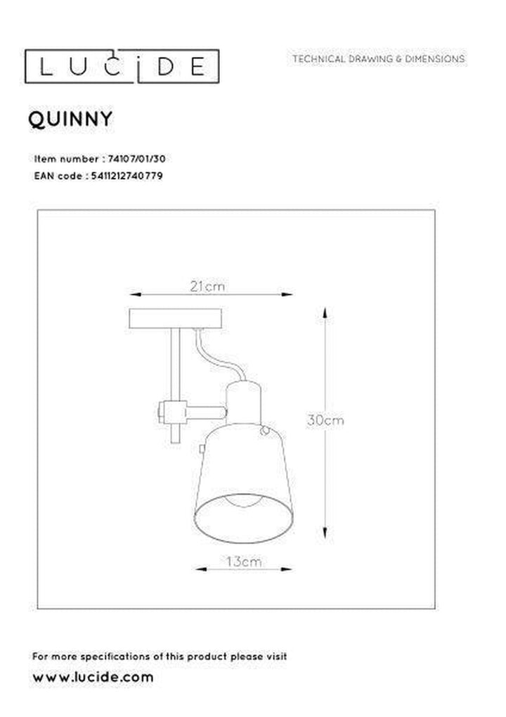 Quinny taklampe 1 lys kort - Svart-Taklamper-Lucide-LC74107/01/30-Lightup.no
