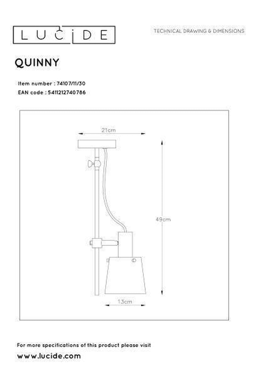 Quinny taklampe 1 lys lang - Svart-Taklamper-Lucide-LC74107/11/30-Lightup.no