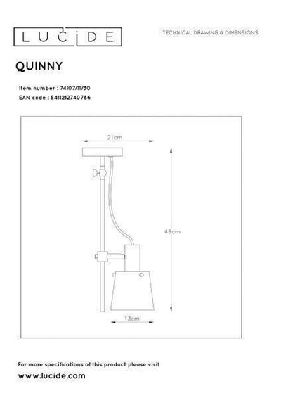 Quinny taklampe 1 lys lang - Svart-Taklamper-Lucide-LC74107/11/30-Lightup.no