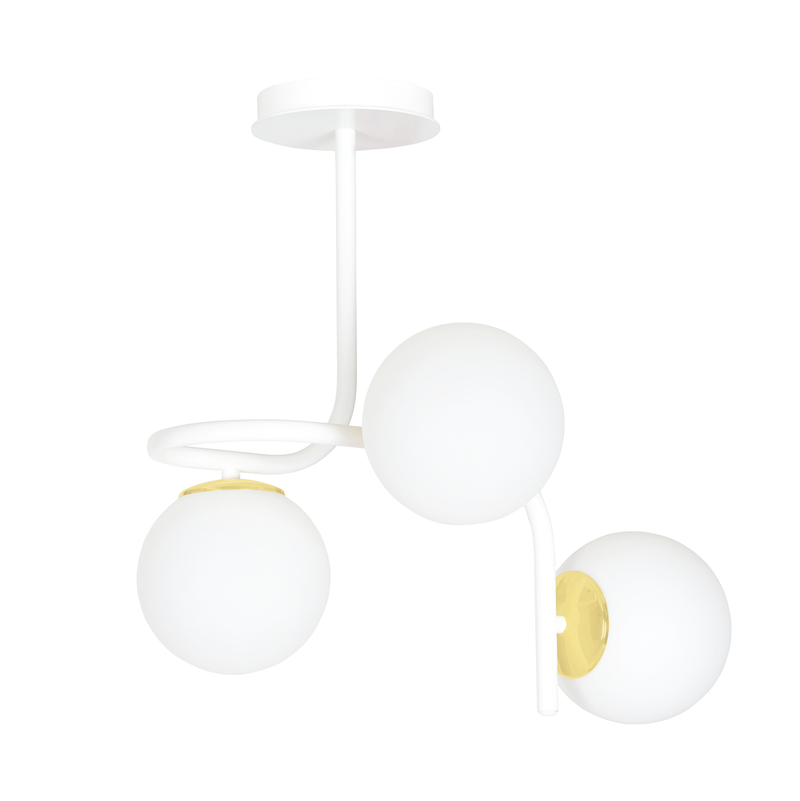 Ragnar 3 taklampe - Hvit/Opal/Gullfarget-Taklamper-Emibig-1033/3-Lightup.no