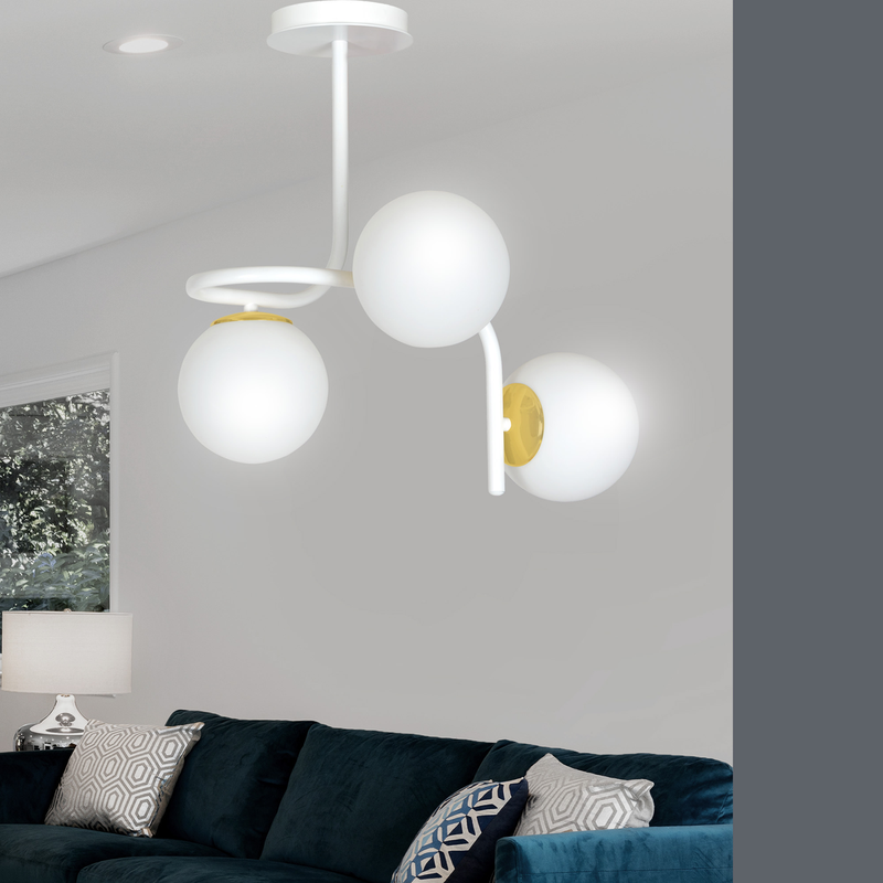 Ragnar 3 taklampe - Hvit/Opal/Gullfarget-Taklamper-Emibig-1033/3-Lightup.no