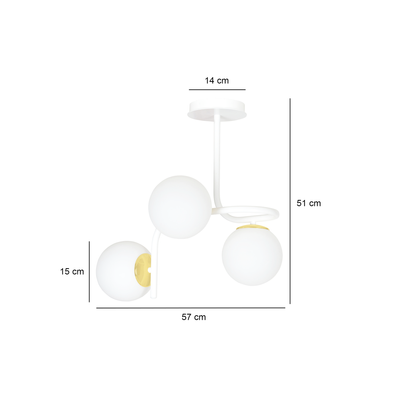 Ragnar 3 taklampe - Hvit/Opal/Gullfarget-Taklamper-Emibig-1033/3-Lightup.no