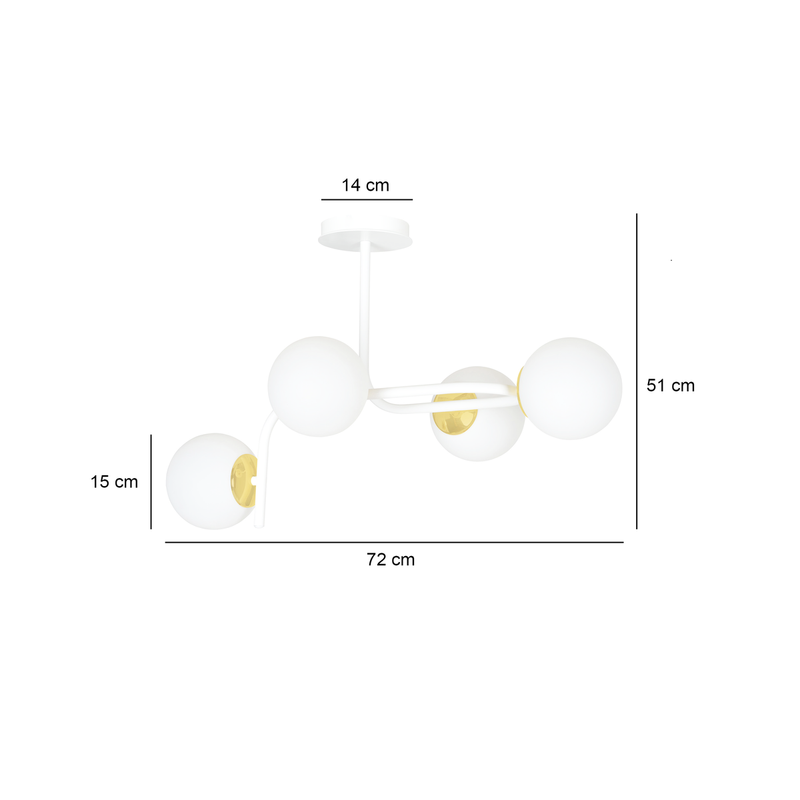 Ragnar 4 taklampe - Hvit/Opal/Gullfarget-Taklamper-Emibig-1033/4A-Lightup.no
