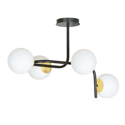 Ragnar 4 taklampe - Svart/Opal/Gullfarget-Taklamper-Emibig-1032/4A-Lightup.no