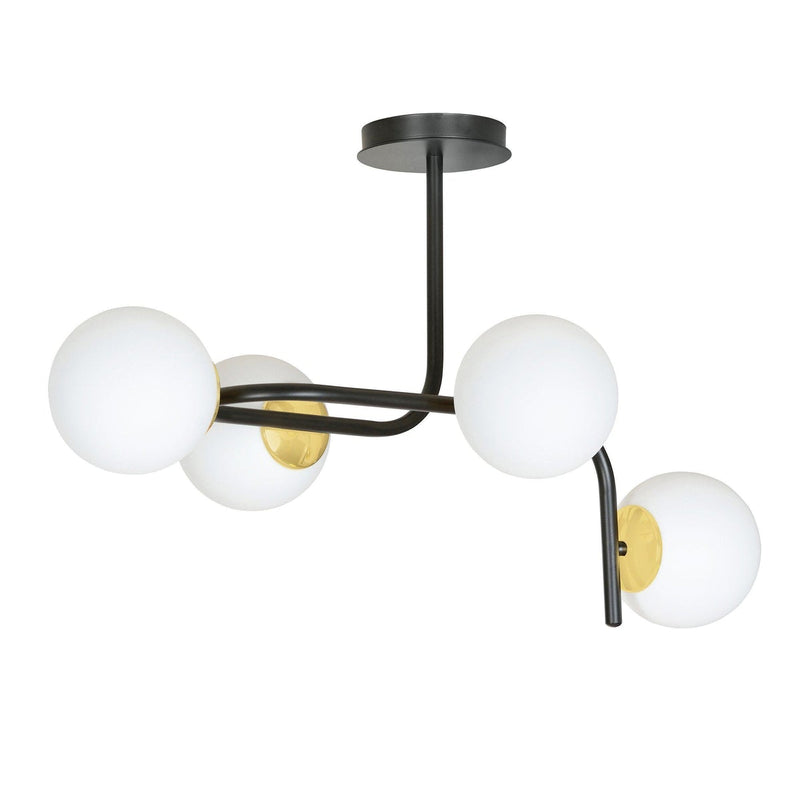 Ragnar 4 taklampe - Svart/Opal/Gullfarget-Taklamper-Emibig-1032/4A-Lightup.no
