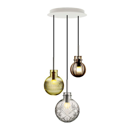 Rav Krystallkuler 3 stk - Sort Baldakin-Takpendler-Hadeland Glassverk-Krystall-Hak__1209329-RAV KLYNGE-Sort-Baldakin-Lightup.no