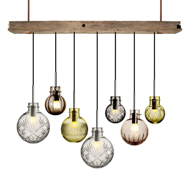 Rav Krystallkuler 7 stk med baldakin i eik-Takpendler-Hadeland Glassverk-Eik-Hak__1209327-RAVBUNDLE-EIK-Lightup.no