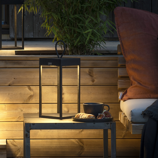 Ravello lanterne 30 cm oppladbar IP54 utendørs - Svart-Utebelysning Hagebelysning-Konstsmide-7811-750-Lightup.no