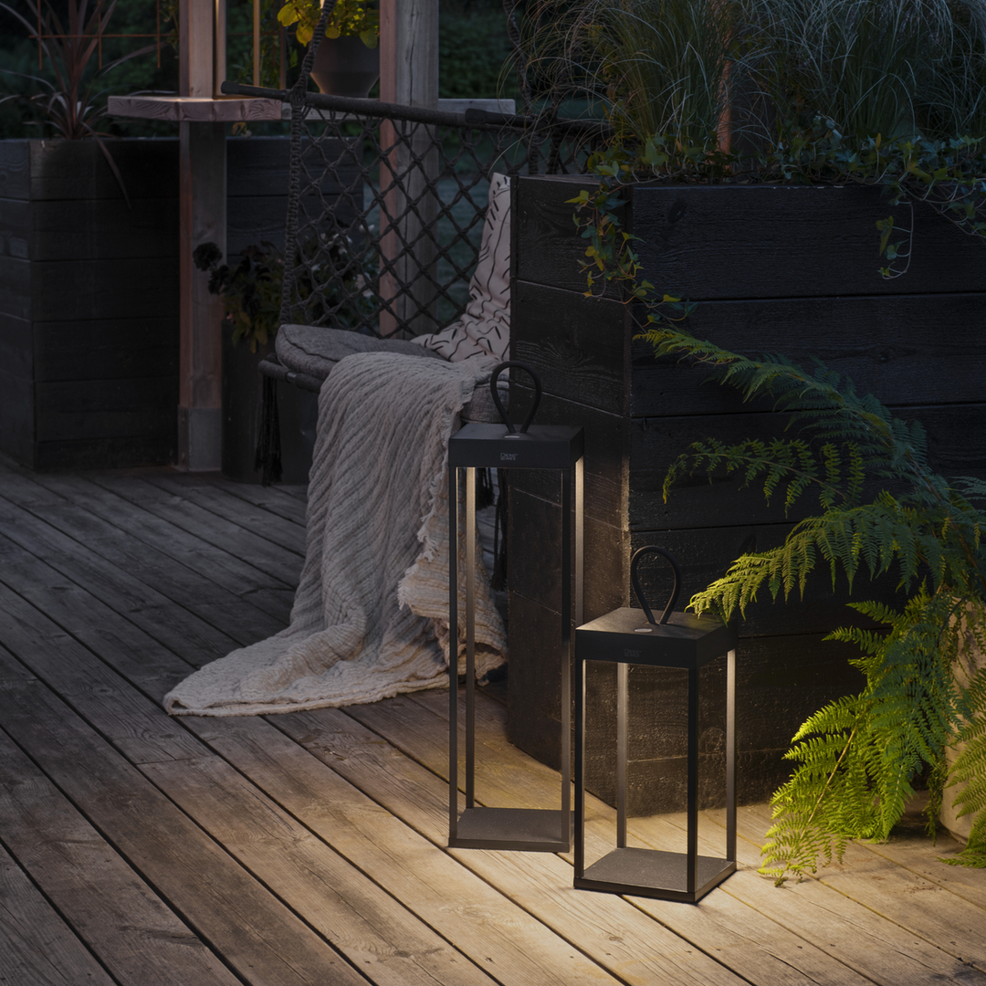 Ravello lanterne 30 cm oppladbar IP54 utendørs - Svart-Utebelysning Hagebelysning-Konstsmide-7811-750-Lightup.no