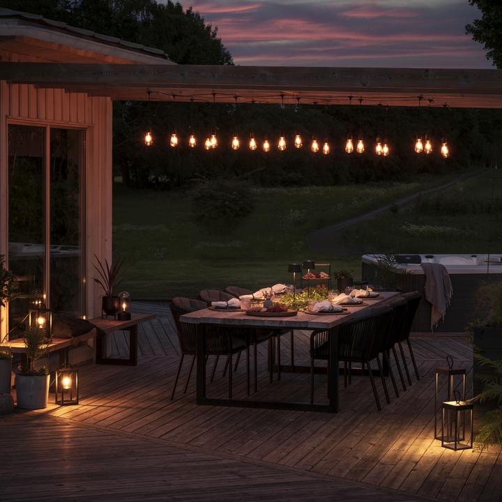 Ravello lanterne 30 cm oppladbar IP54 utendørs - Svart-Utebelysning Hagebelysning-Konstsmide-7811-750-Lightup.no